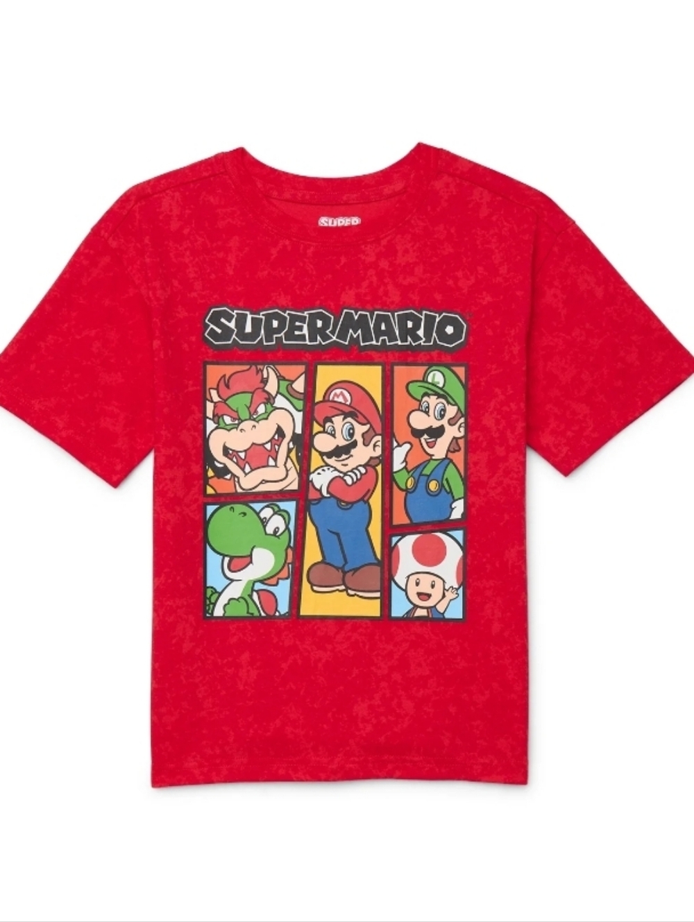 Super Mario Boys Backwall Graphic Print Tee with Short Sleeves,